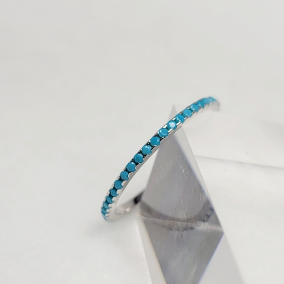 Sterling Silver Turquoise Eternity Band - Picture 2 of 16